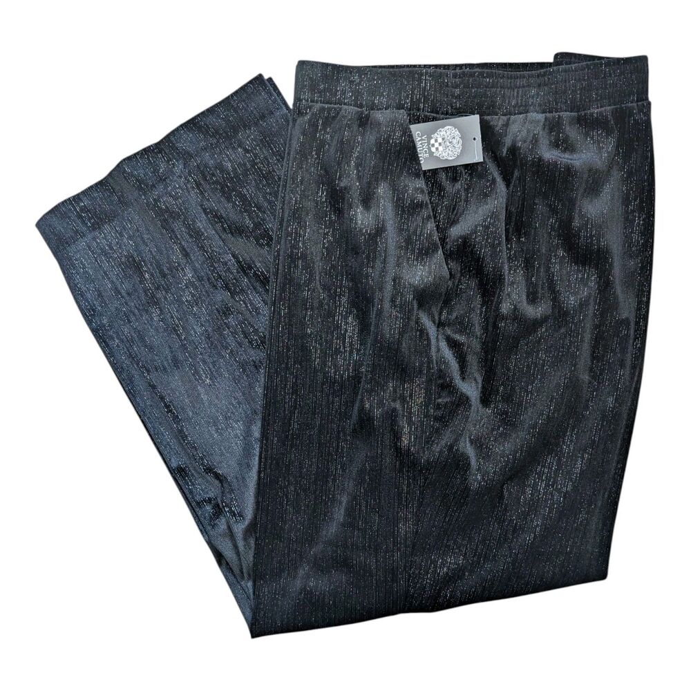 Vince Camuto Women's Sparkle Straight Leg High Rise Full Length Pant Black 3X